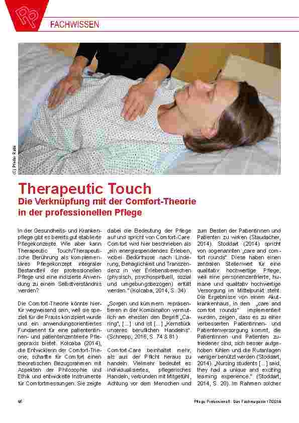 Vorschauseite 1: Therapeutic Touch Die Verknüpfung mit der Comfort-Theorie in der professionellen Pflege