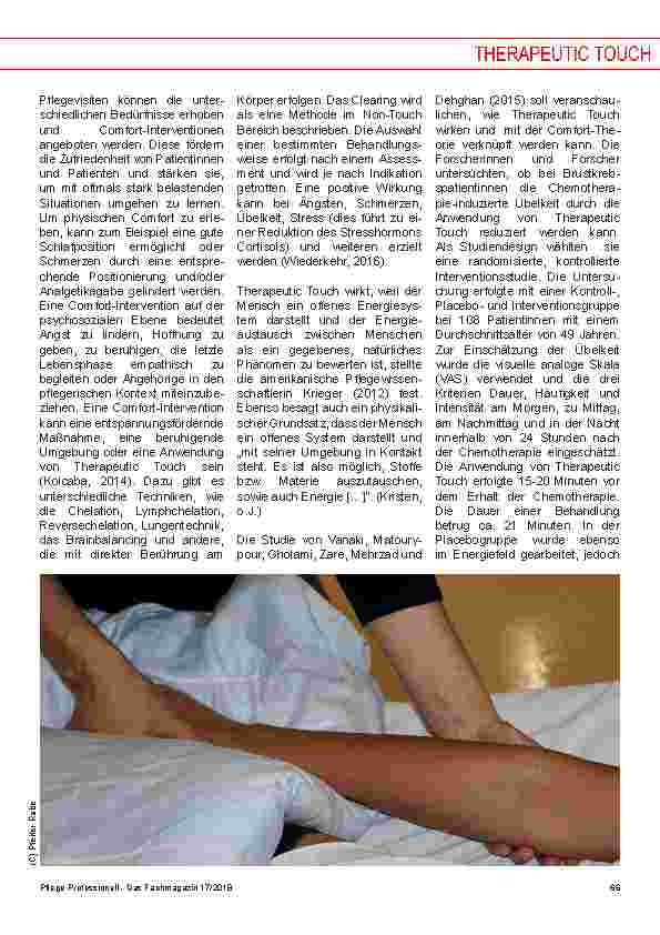 Vorschauseite 2: Therapeutic Touch Die Verknüpfung mit der Comfort-Theorie in der professionellen Pflege