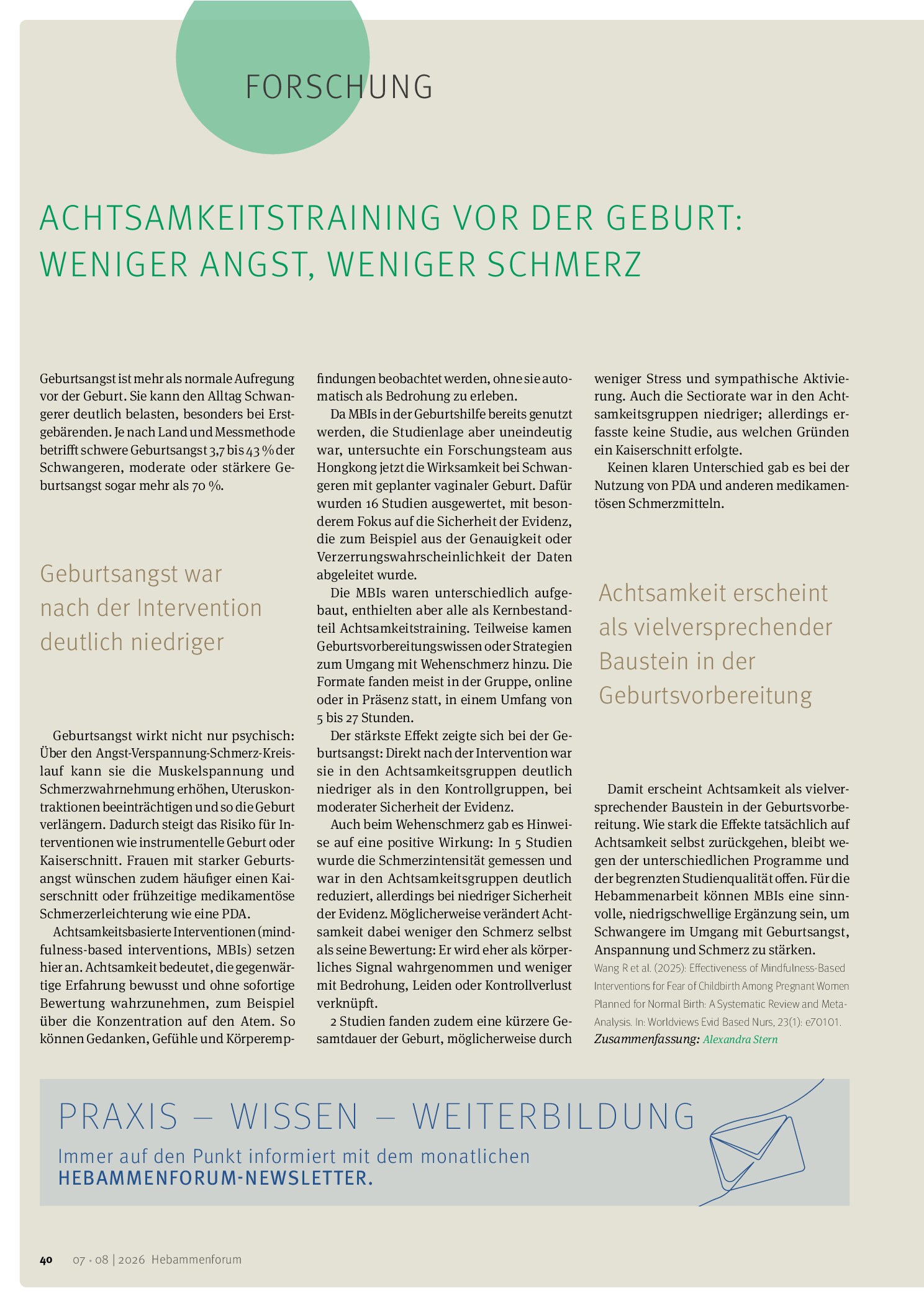Vorschauseite 1: Achtsamkeitstraining vor der Geburt: weniger Angst, weniger Schmerz