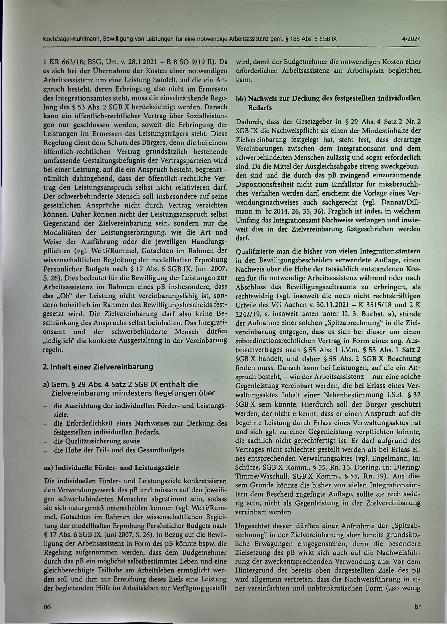 Vorschauseite 2: Bewilligung von Leistungen für eine notwendige Arbeitsassistenz gem. § 185 Abs. 5 SGB IX im Rahmen eines persönlichen Budgets (§ 185 Abs. 8 i.V.m. § 29 SGB IX)