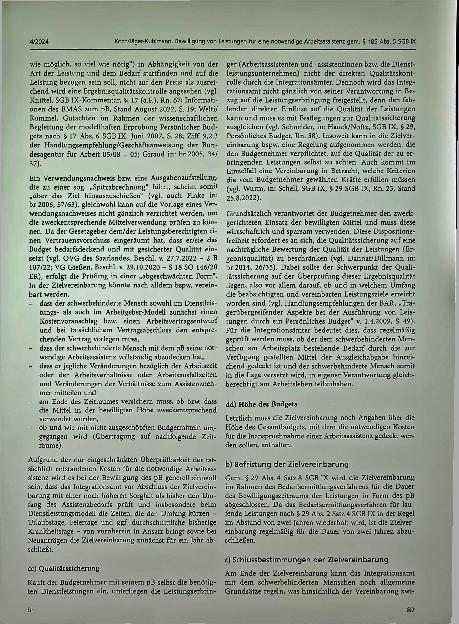 Vorschauseite 3: Bewilligung von Leistungen für eine notwendige Arbeitsassistenz gem. § 185 Abs. 5 SGB IX im Rahmen eines persönlichen Budgets (§ 185 Abs. 8 i.V.m. § 29 SGB IX)