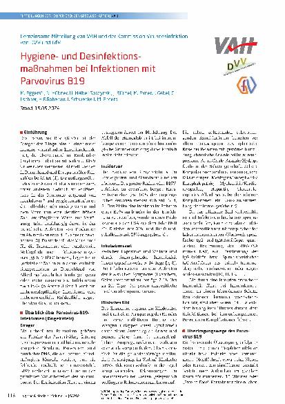 Vorschauseite 1: Hygieneund Desinfektionsmaßnahmen bei Infektionen mit Parvovirus B19