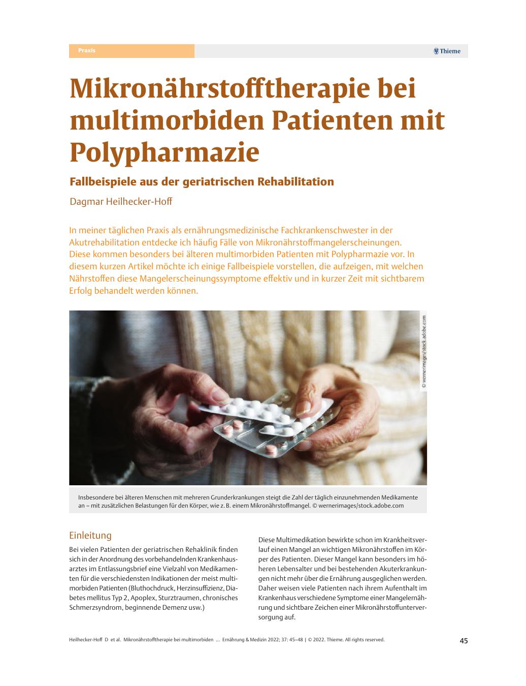 Vorschauseite 1: Mikronährstofftherapie bei multimorbiden Patienten mit Polypharmazie