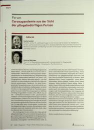 Vorschauseite 1: Corona-Pandemie aus der Sicht der pflegebedürftigen Person