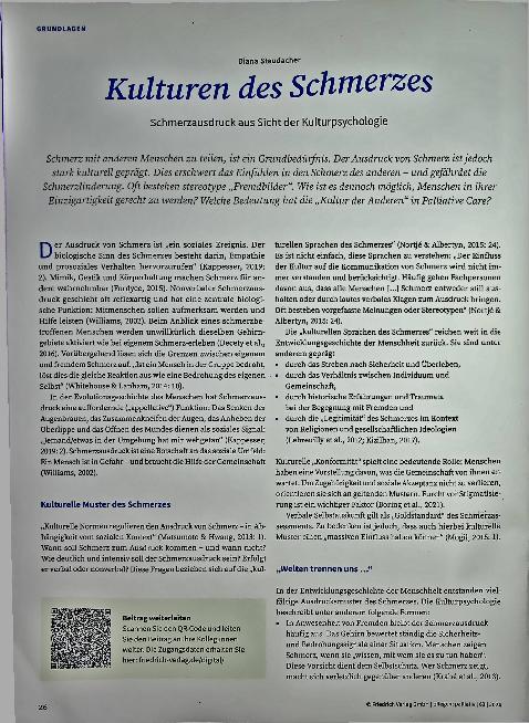 Vorschauseite 1: Kulturen des Schmerzes: Schmerzausdruck aus Sicht der Kulturpsychologie