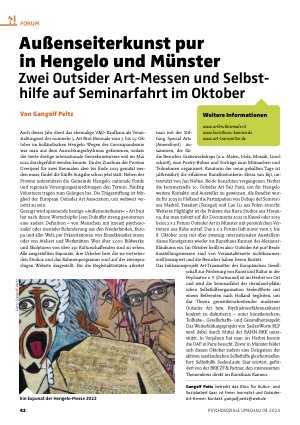 Vorschauseite 1: Außenseiterkunst pur in Hengelo und Münster Zwei Outsider Art Messen und Selbsthilfe auf Seminarfahrt im Oktober