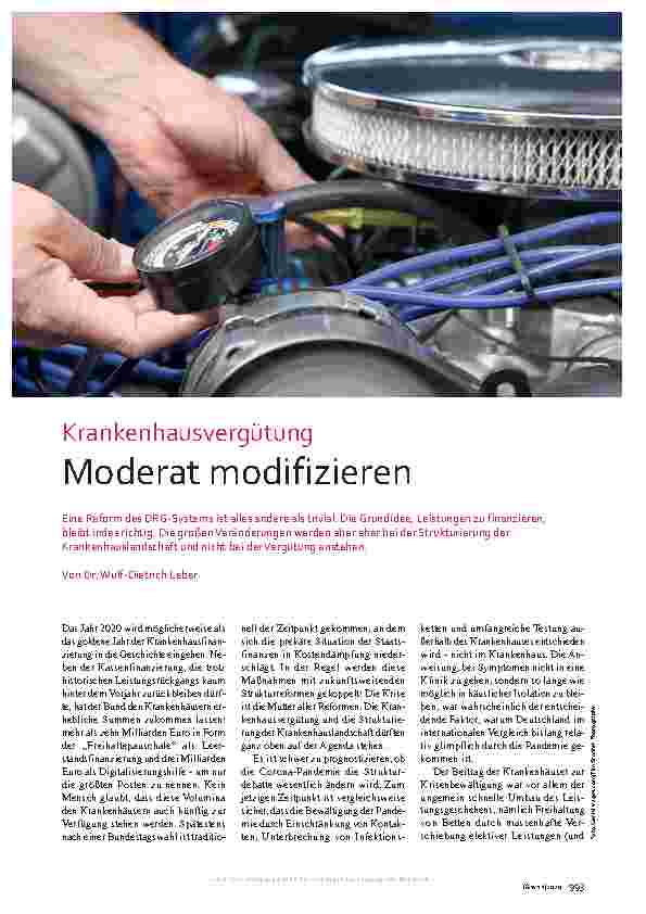 Vorschauseite 1: Krankenhausvergütung moderat modifizieren