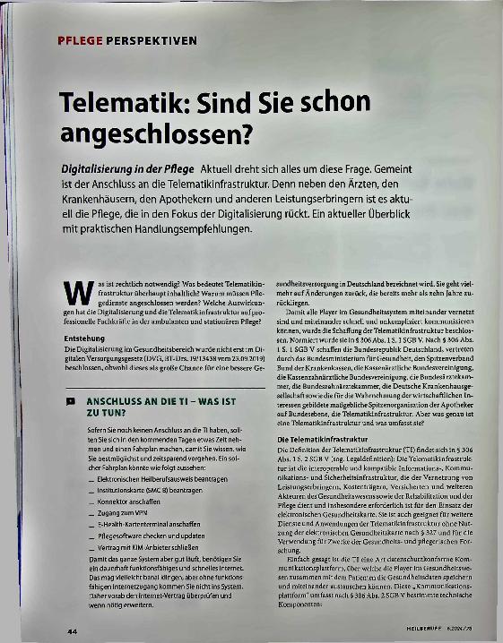 Vorschauseite 1: Telematik: Sind Sie schon angeschlossen?