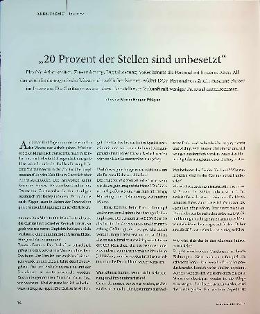 Vorschauseite 1: 20 Prozent der Stellen sind unbesetzt.