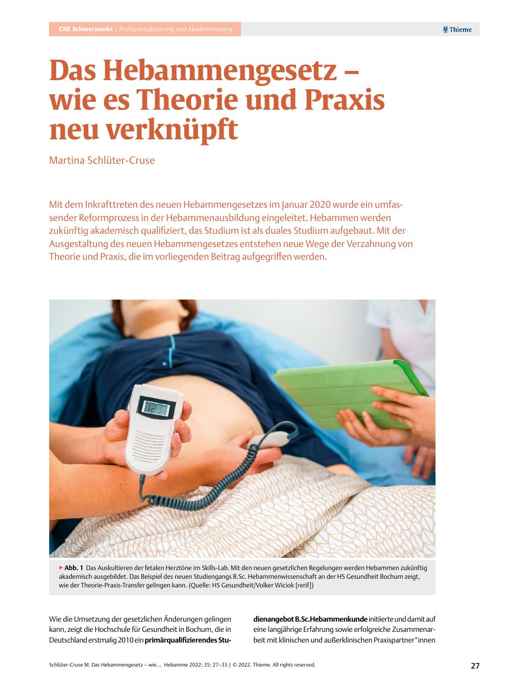 Vorschauseite 1: Das Hebammengesetz – wie es Theorie und Praxis neu verknüpft