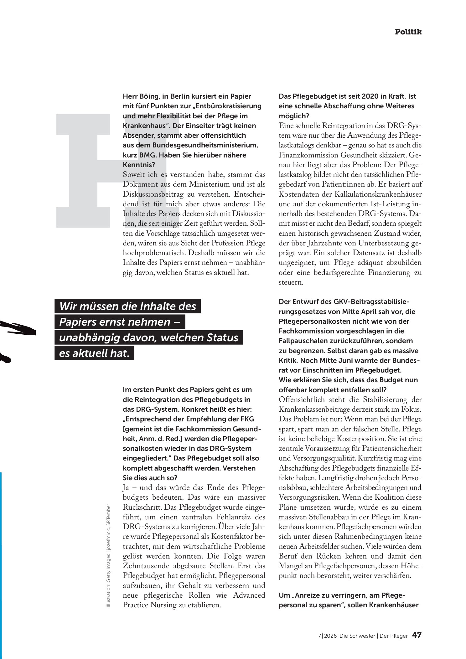 Vorschauseite 2: Der Abbau Zehntausender Pflegestellen droht