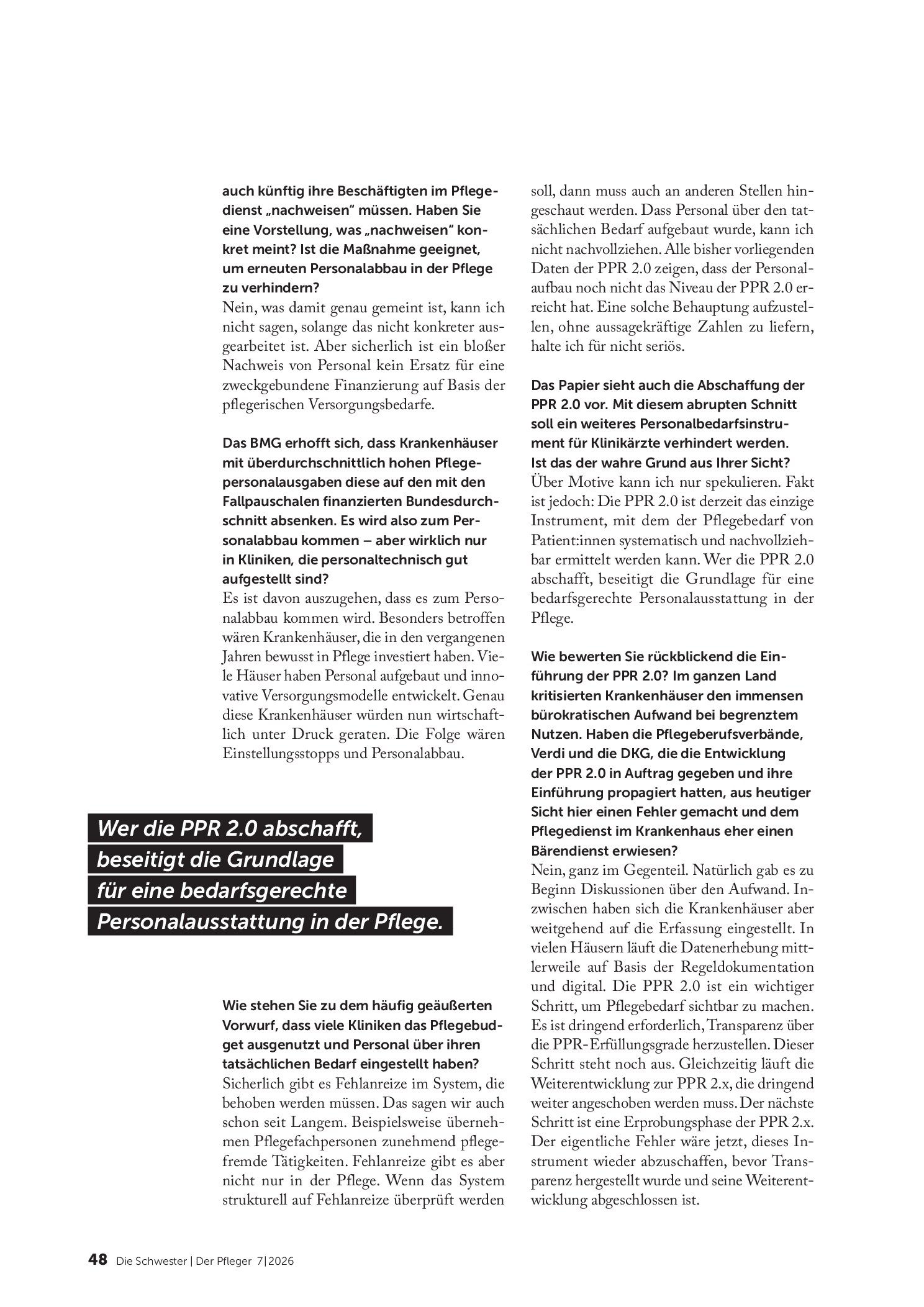 Vorschauseite 3: Der Abbau Zehntausender Pflegestellen droht