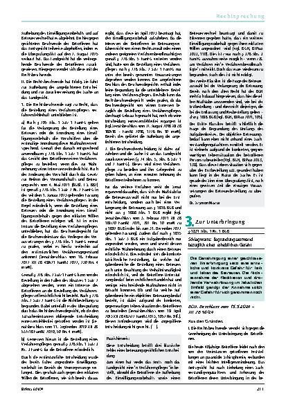 Vorschauseite 1: 3. Zur Unterbringung Schlagworte: Begründungsaufwand bezüglich einer erheblichen Gefahr Corrected text: 3. Zur Unterbringung Schlagworte: Begründungsaufwand bezüglich einer erhebl…