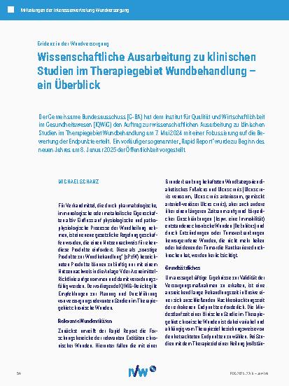 Vorschauseite 1: Wissenschaftliche Ausarbeitung zu klinischen Studien im Therapiegebiet Wundbehandlung – ein Überblick