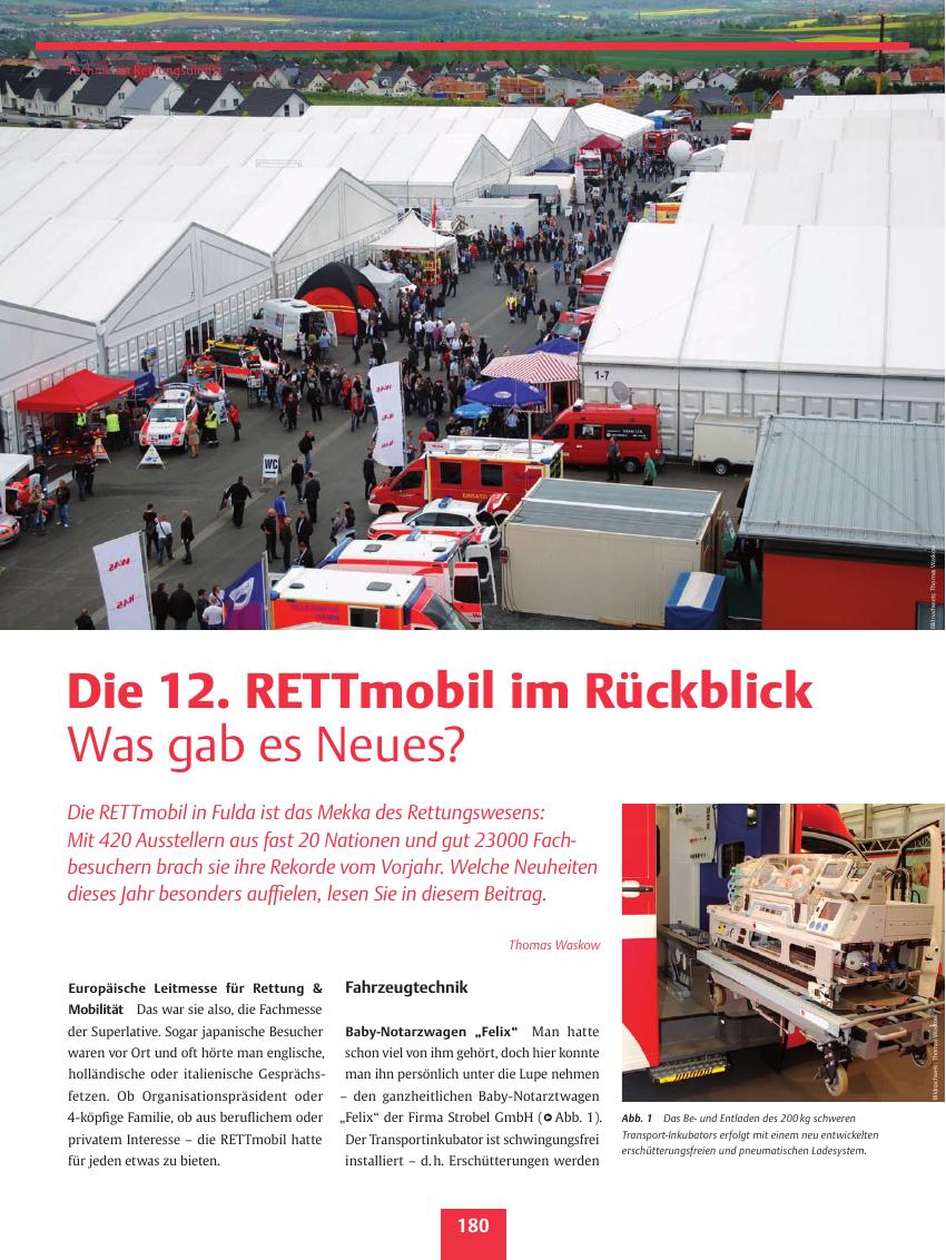 Vorschauseite 1: Die 12. RETTmobil im Rückblick ? Was gab es Neues?