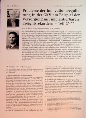 Vorschauseite 1: Probleme der Innovationsregulierung in der GKV am Beispiel der Versorgung mit implantierbaren Ereignisrekordern - Teil 2*
