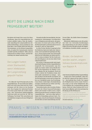 Vorschauseite 1: Reift die Lunge nach einer Frühgeburt weiter?