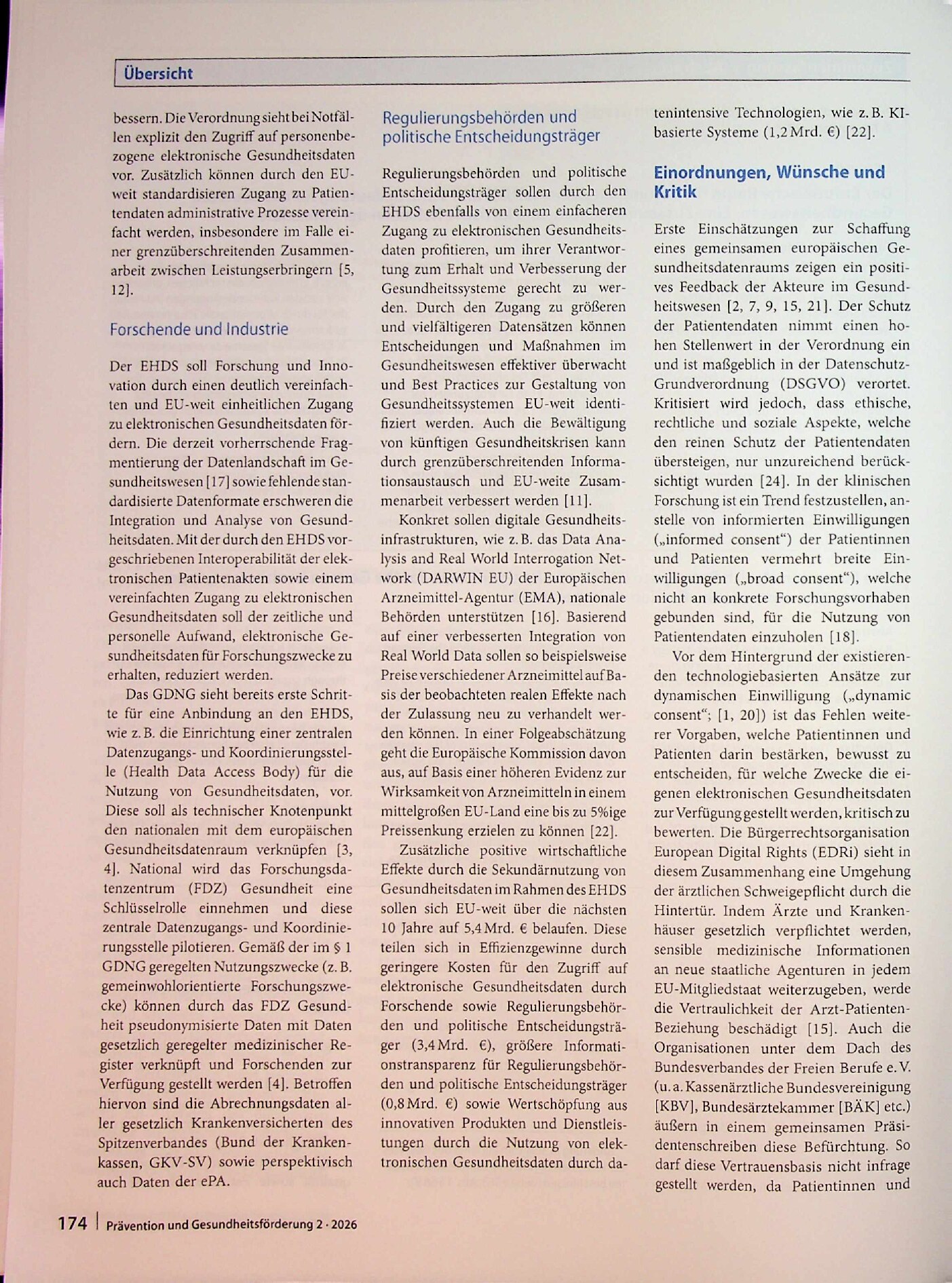 Vorschauseite 4: Der Europäische Raum für Gesundheitsdaten (EHDS) und seine Bedeutung für das deutsche Gesundheitswesen. Eine Zusammenfassung und kritische Reflexion der Potenziale