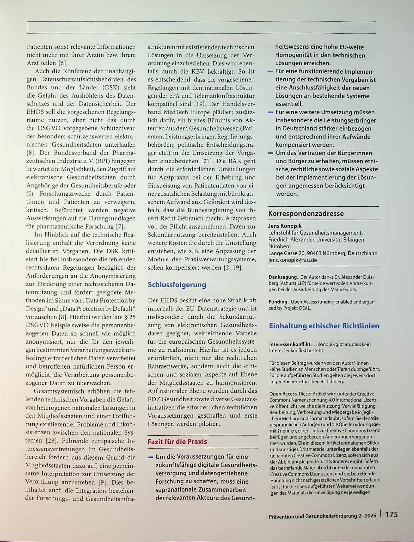 Vorschauseite 5: Der Europäische Raum für Gesundheitsdaten (EHDS) und seine Bedeutung für das deutsche Gesundheitswesen. Eine Zusammenfassung und kritische Reflexion der Potenziale