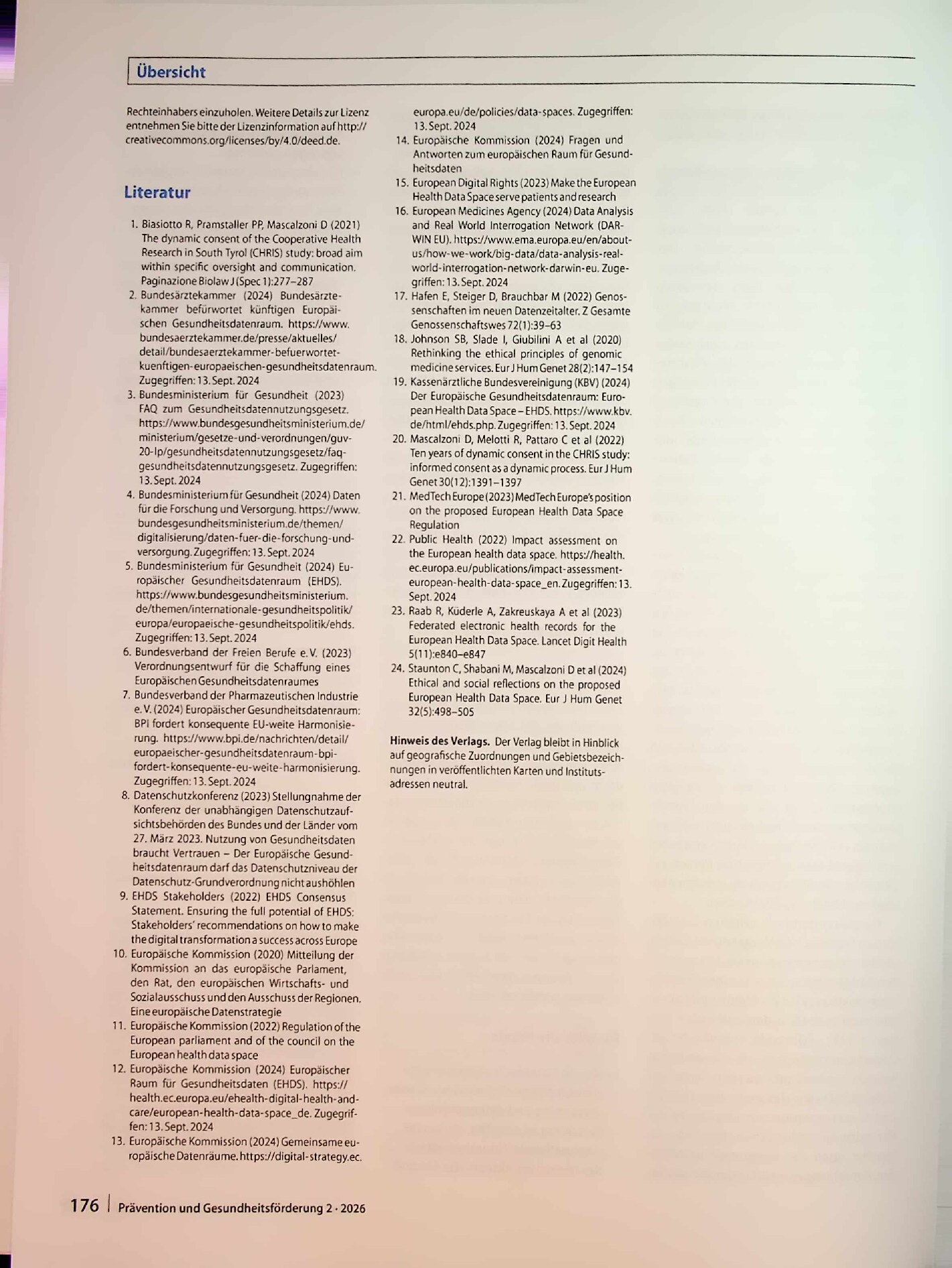 Vorschauseite 6: Der Europäische Raum für Gesundheitsdaten (EHDS) und seine Bedeutung für das deutsche Gesundheitswesen. Eine Zusammenfassung und kritische Reflexion der Potenziale