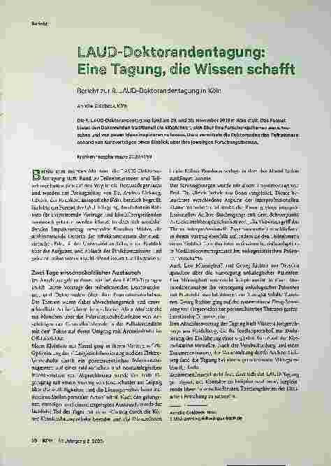Vorschauseite 1: LÄUD-Doktorandentagung: Ein Tag, der Wissen schafft