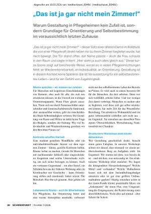 Vorschauseite 1: „Das ist ja gar nicht mein Zimmer! “Warum Gestaltung in Pflegeheimen kein Zufall ist, sondern Grundlage für Orientierung und Selbstbestimmung im voraussichtlich letzten Zuhause