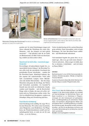 Vorschauseite 3: „Das ist ja gar nicht mein Zimmer! “Warum Gestaltung in Pflegeheimen kein Zufall ist, sondern Grundlage für Orientierung und Selbstbestimmung im voraussichtlich letzten Zuhause