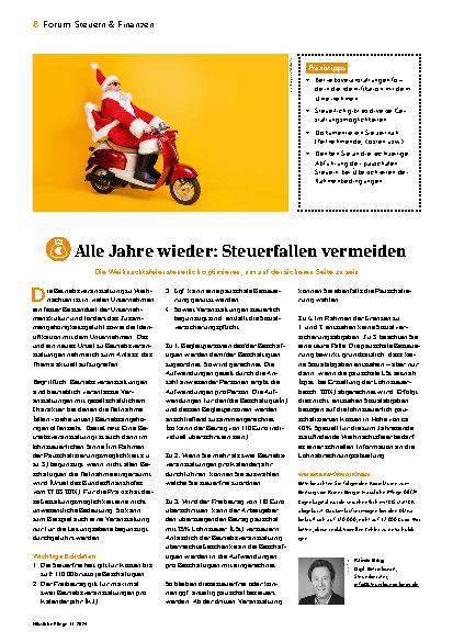 Vorschauseite 1: Alle Jahre wieder: Steuerfallen vermeiden