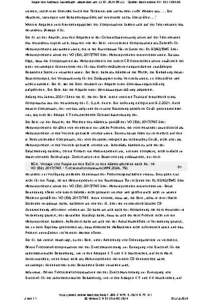 Vorschauseite 3: Vorlage von Fragen an den EuGH zu den Händlerpflichten nach Art. 14 VO (EU) 2017/745 – Trockenluftkompressor