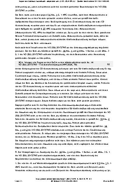 Vorschauseite 5: Vorlage von Fragen an den EuGH zu den Händlerpflichten nach Art. 14 VO (EU) 2017/745 – Trockenluftkompressor