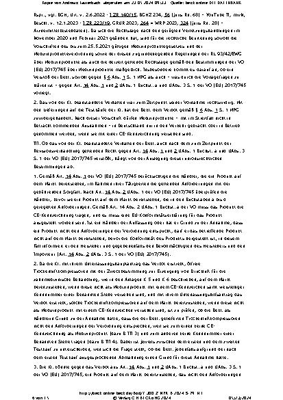 Vorschauseite 6: Vorlage von Fragen an den EuGH zu den Händlerpflichten nach Art. 14 VO (EU) 2017/745 – Trockenluftkompressor