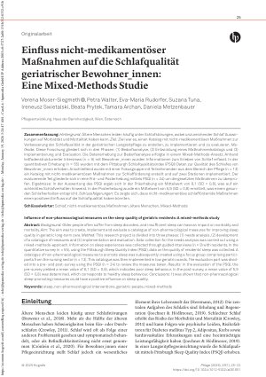 Vorschauseite 1: Einfluss nicht-medikamentöser Maßnahmen auf die Schlafqualität geriatrischer Bewohner_innen: Eine Mixed-Methods Studie