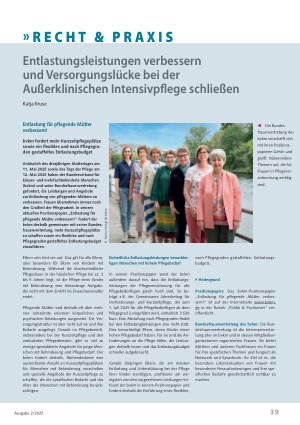 Vorschauseite 1: Entlastungsleistungen verbessern und Versorgungslücke bei der Außerklinischen Intensivpflege schließen