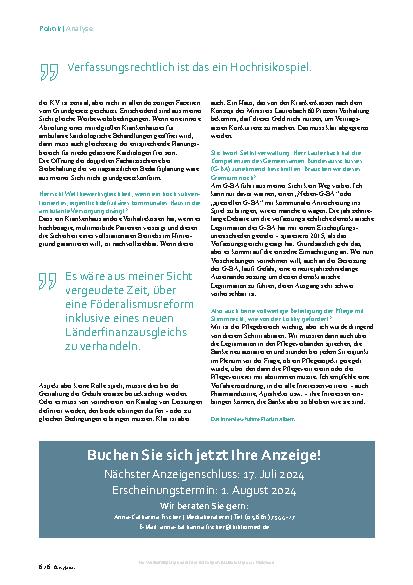 Vorschauseite 3: Föderalismus Nur Karlsruhe kann Klarheit schaffen.