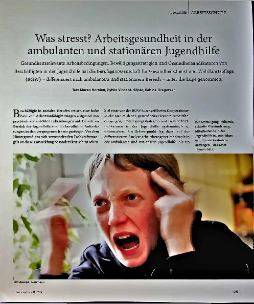 Vorschauseite 1: Was stresst? Arbeitsgesundheit in der ambulanten und stationären Jugendhilfe