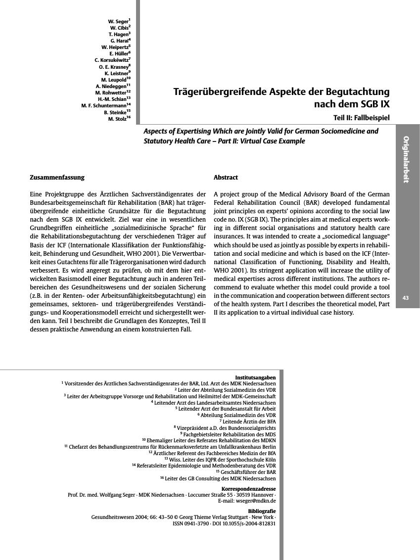 Vorschauseite 1: Trägerübergreifende Aspekte der Begutachtung nach dem SGB IX
