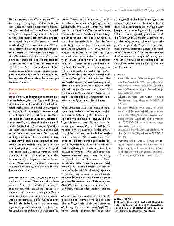 Vorschauseite 6: SPRACHE BEWUSST EINSETZEN Worte im Yoga-Unterricht
