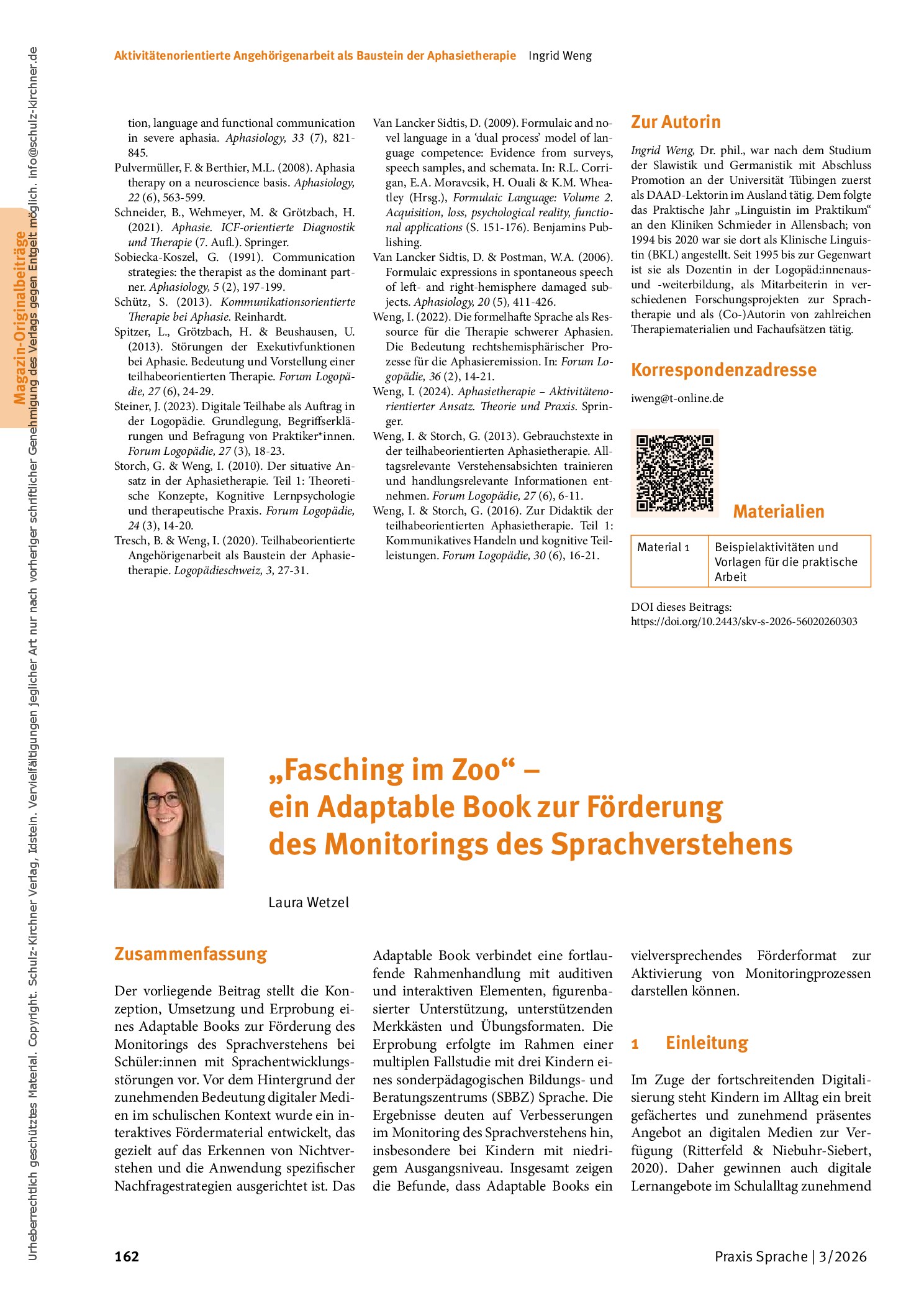 Vorschauseite 1: „Fasching im Zoo“ – ein Adaptable Book zur Förderung des Monitorings des Sprachverstehens