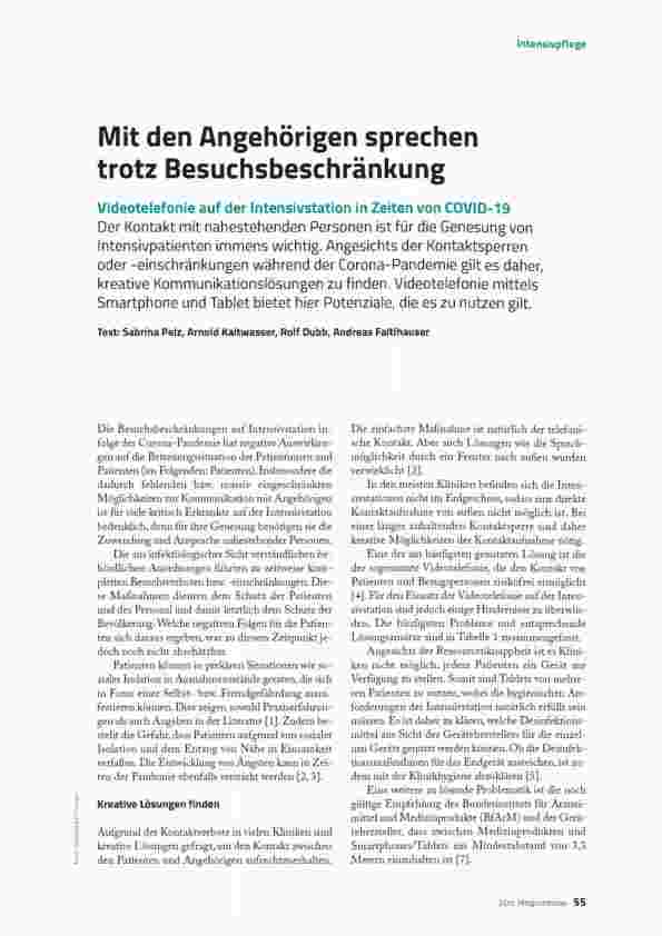 Vorschauseite 2: Mit den Angehörigen sprechen trotz Besuchsbeschränkung