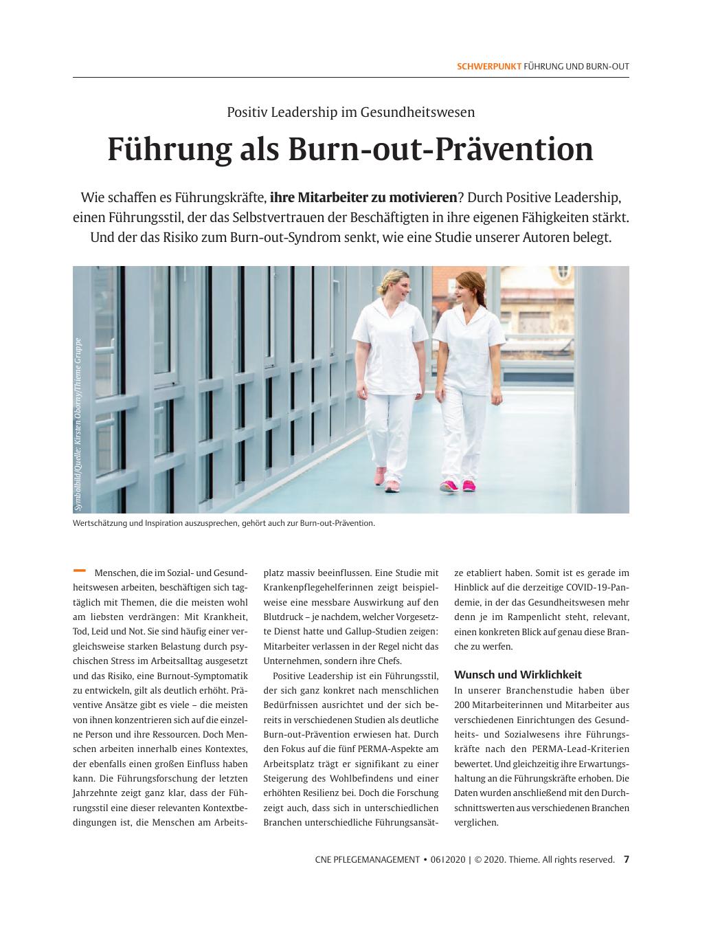 Vorschauseite 1: Führung als Burnout-Prävention