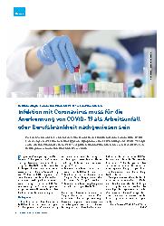 Vorschauseite 1: Infektion mit Coronavirus muss für die Anerkennung von COVID-19 als Arbeitsunfall oder Berufskrankheit nachgewiesen sein.