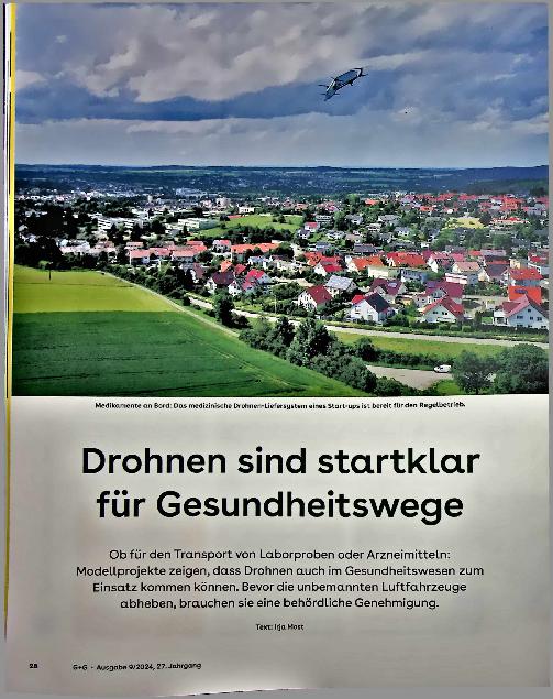 Vorschauseite 1: Drohnen sind startklar für Gesundheitswege.