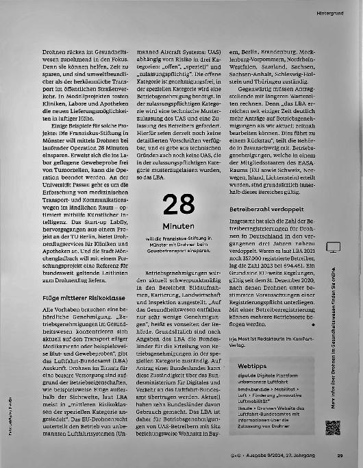 Vorschauseite 2: Drohnen sind startklar für Gesundheitswege.