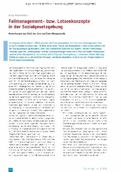 Vorschauseite 1: Fallmanagementbzw. Lotsenkonzepte in der Sozialgesetzgebung