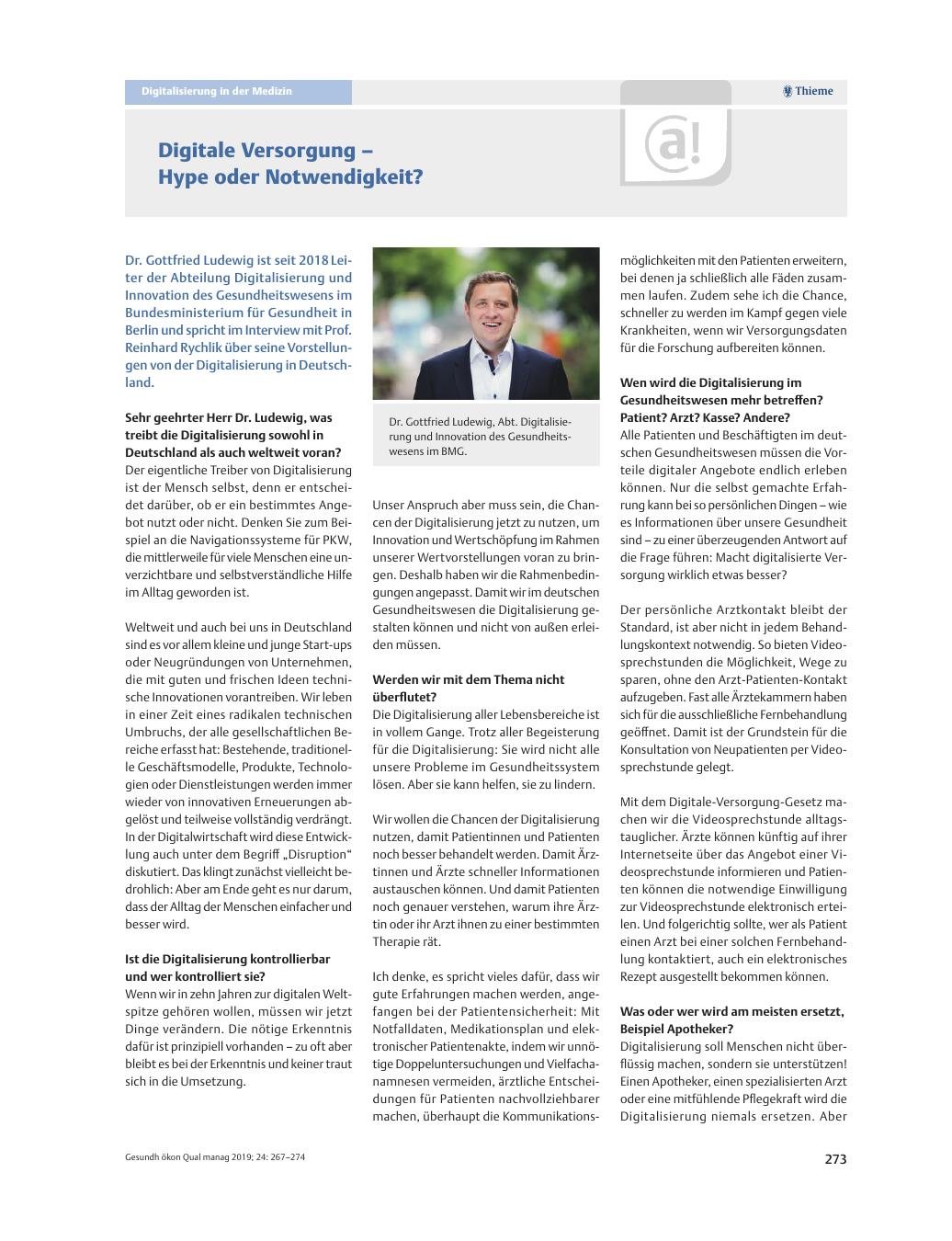Vorschauseite 1: Digitale Versorgung – Hype oder Notwendigkeit?