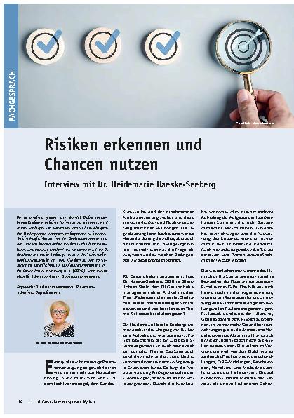 Vorschauseite 1: Risiken erkennen und Chancen nutzen Interview mit Dr. Heidemarie Haeske-Seeberg