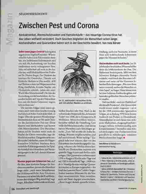 Vorschauseite 1: Zwischen Pest und Corona