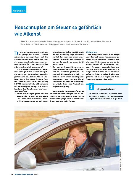 Vorschauseite 1: Heuschnupfen am Steuer so gefährlich wie Alkohol