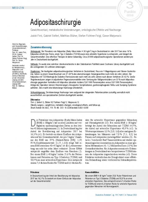 Vorschauseite 1: Adipositaschirurgie