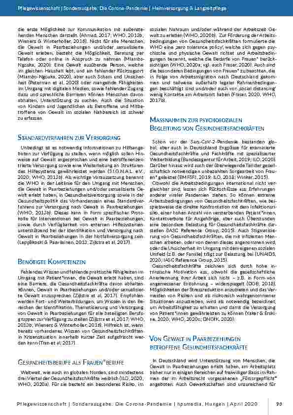 Vorschauseite 2: Gewalt in Paarbeziehungen und/oder sexualisierte Gewalt - Erstversorgung unter Bedingungen der Sars-CoV-2-Pandemie